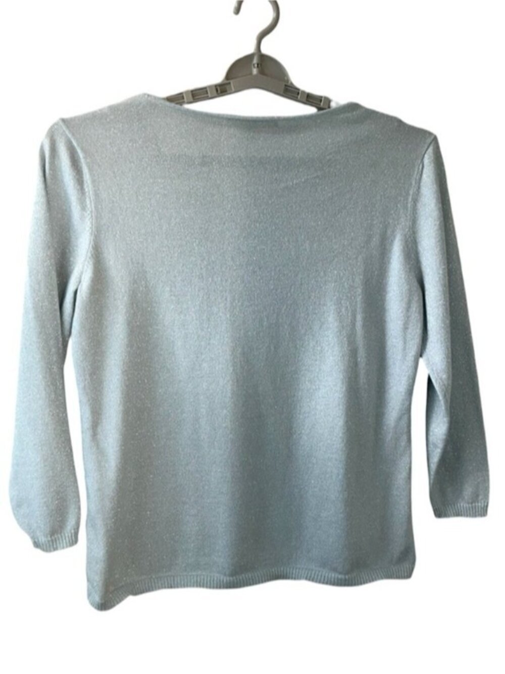 Emaline Metallic Embellished Sweater 3/4 Sleeve Slip On Scoop Neck Gray Lg - Picture 8 of 14